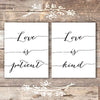 Love Is Patient, Love is Kind Calligraphy Art Prints (Set of 2) - Unframed - 8x10 - Dream Big Printables