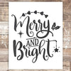 Merry and Bright Chalkboard Art Print - Unframed - 8x10 - Dream Big Printables