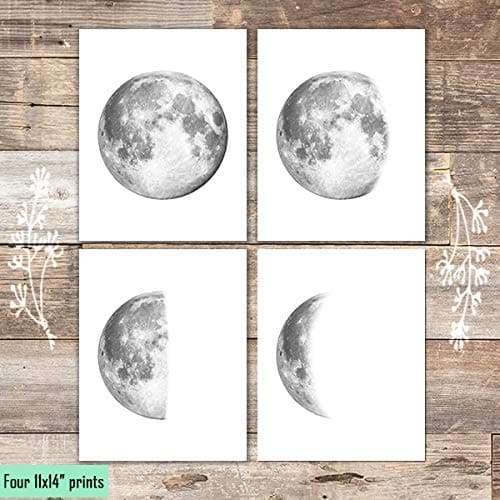 Moon Phases Art Prints (Set of 4) - Unframed - 11x14s - Dream Big Printables