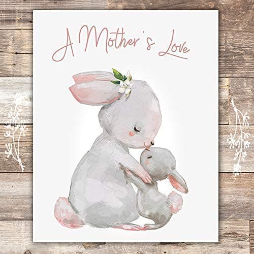 Mother and Child Bunny Wall Art Print - 8x10 | Nursery Decor - Dream Big Printables