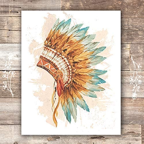 Native American Headdress Decor Wall Art Print - Unframed - 8x10 - Dream Big Printables