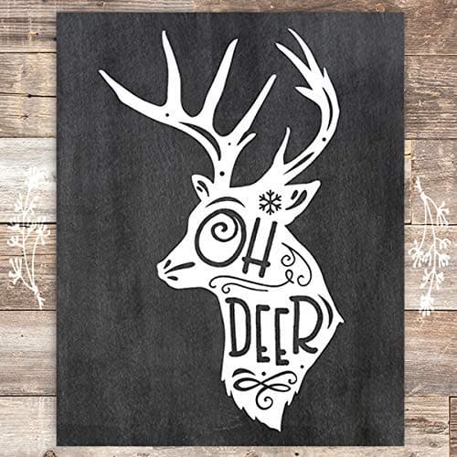 Oh Deer Chalkboard Christmas Art Print - Unframed - 8x10 - Dream Big Printables