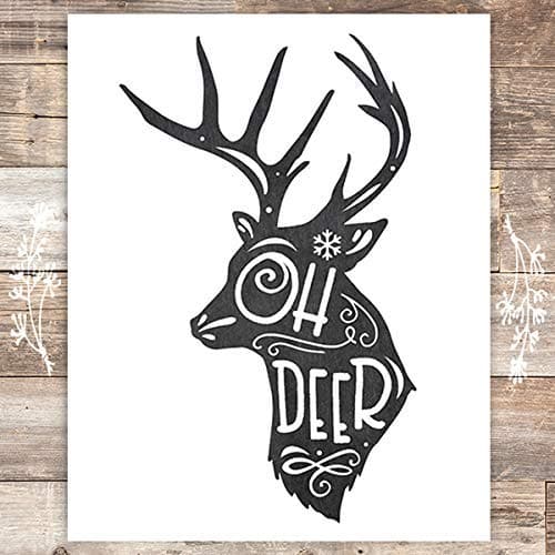 Oh Deer Christmas Art Print - Unframed - 8x10 - Dream Big Printables