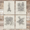 Paris Landmarks Art Set (Set of 4) - Unframed - 8x10s - Dream Big Printables