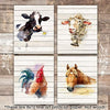 Rustic Farm Animals (Set of 4) - Unframed - 8x10s (Cow, Sheep, Rooster, Horse) - Dream Big Printables