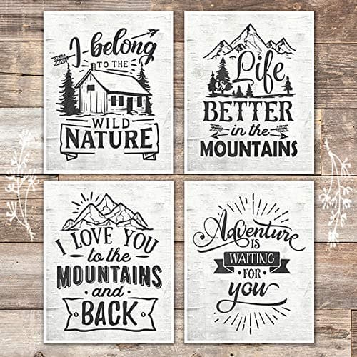 Rustic Nature and Mountains Quotes Art Prints (Set of 4) - 8x10s - Dream Big Printables