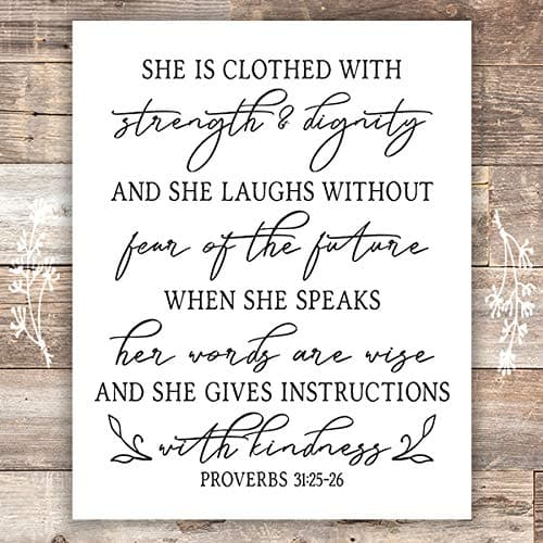 She Is Clothed With Strength Art Print - Unframed - 8x10 - Dream Big Printables