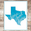 Texas Home Sweet Home Blue Art Print - Unframed - 8x10 - Dream Big Printables