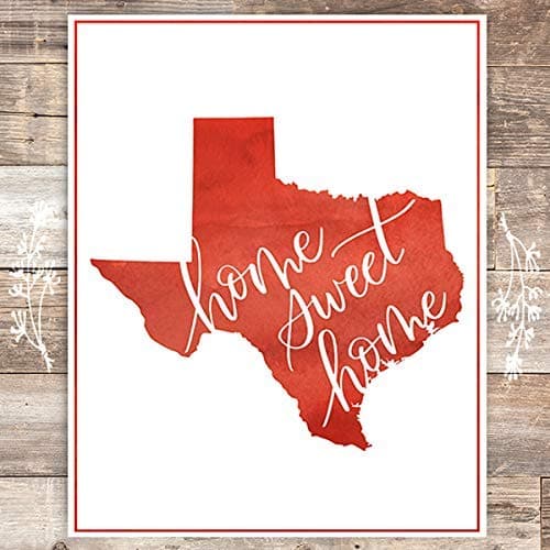 Texas Home Sweet Home Red Art Print - Unframed - 8x10 - Dream Big Printables
