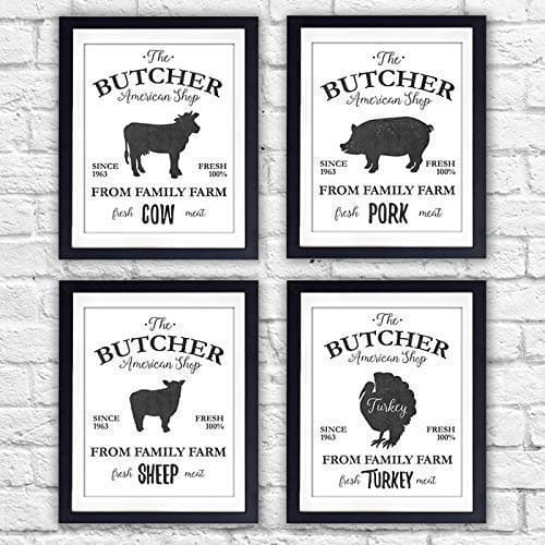The Butcher Shop Farm Animals Art Prints (Set of 4) - 8x10s - Dream Big Printables
