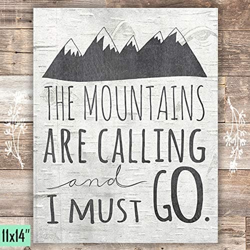 The Mountains Are Calling And I Must Go - Birch Chalkboard - Art Print - Unframed - 11x14 - Dream Big Printables