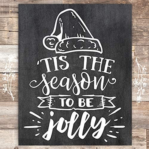 Tis The Season To Be Jolly Chalkboard Christmas Art Print - Unframed - 8x10 - Dream Big Printables