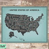 United States Map Art Print - Unframed - 11x14 - Dream Big Printables