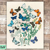 Vintage Butterflies Botanical Art Print - Unframed - 11x14 - Dream Big Printables