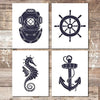 Vintage Nautical Art Prints (Set of 4) - 8x10s - Dream Big Printables