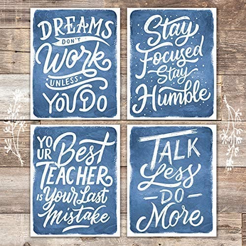 Watercolor Motivational Quotes Blue (Set of 4) - Unframed - 8x10s - Dream Big Printables