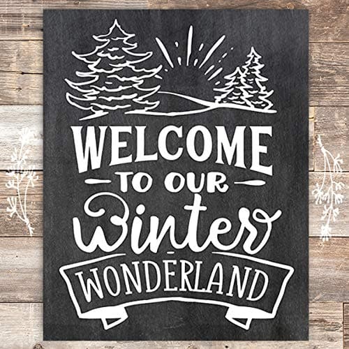 Welcome To Our Winter Wonderland Chalkboard Christmas Art Print - Unframed - 8x10 - Dream Big Printables
