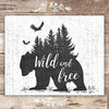 Wild and Free Rustic Bear Art Print - Unframed - 8x10 - Dream Big Printables